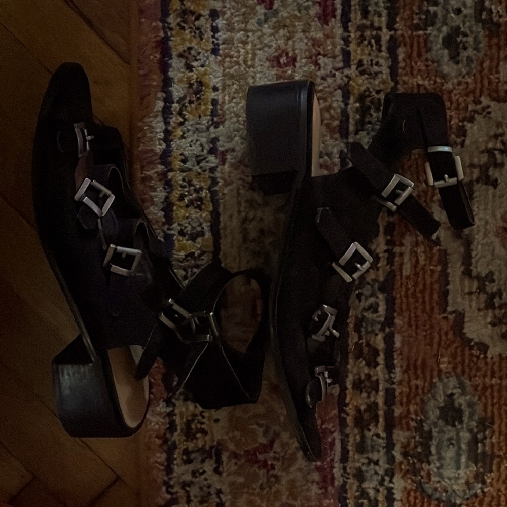 Black buckle sandals